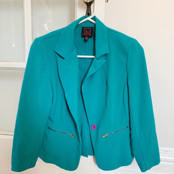 Material Girl Turquoise Blazer - Picture 2 of 4